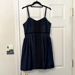 Free People New Romantics Mount St. Helen Denim Patterned Dress with Embroidery